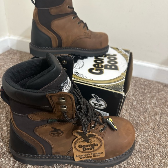 GEORGIA BOOT BROOKVILLE G9334 WAYERPROOF STEEL TOE WORK BOOTS MEN SIZE 9.5 W NIB